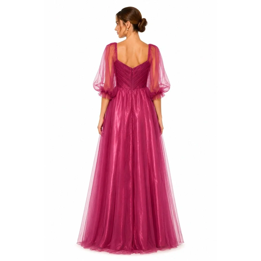N.E.W. Fashion Magenta Tulle Puff Sleeve Formal Gown Prom Dress Size‎ 4 NEW